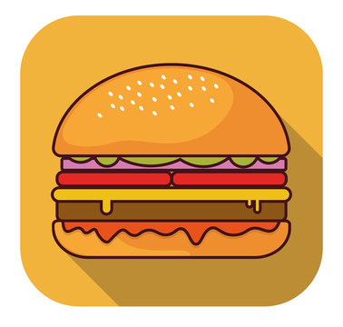 Delicious American cheeseburger with ketchup. Vector icon for web or mobile applications