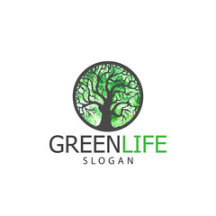 Vector illustration of tree logo or icon. Design template, badges, labels and logotype for business