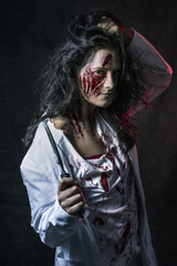 Portrait of scary woman, Halloween theme