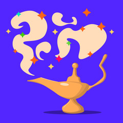 Lamp Aladdin the magic lamp of Aladdin. Flat design, vector illustration, EPS10