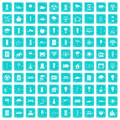 100 windmills icons set grunge blue