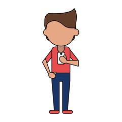 man avatar using cellphone icon image vector illustration design 