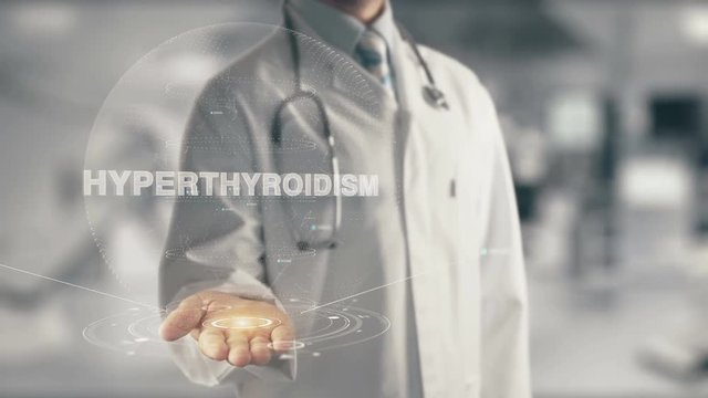 Doctor holding in hand Hyperthyroidism
