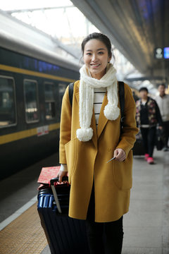 Young women at the station platform