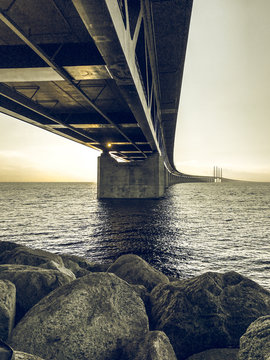 Øresund Bridge Connecting Malmo And Copenhagen