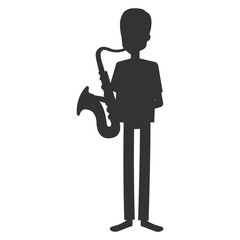 man playing saxophone character