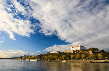 Fototapeta na wymiar Bratislava castle,parliament and Danune river. Slovakia . Bratislava