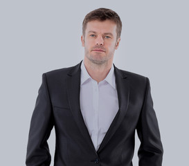 Happy business man on an isolated background