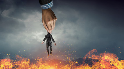 Hand of help and protection . Mixed media