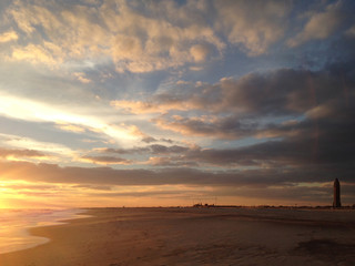Fototapeta na wymiar Sunset at Jones Beach State Park, Long Island, New York