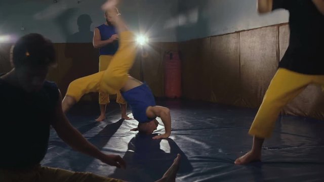 Modern cossacks workout free fight in the gym in 4K