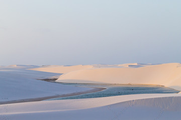 White sand dunes panorama from Lencois Maranhenses National Park, Brazil.