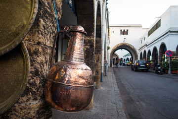 Fototapeta na wymiar close up of a traditional jar in a moroccan craft market in Casablanca