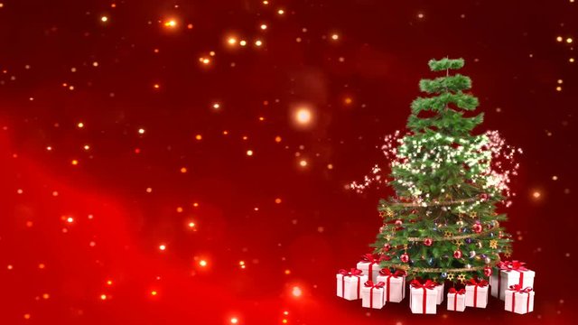 decorating a Christmas tree by glitter shiny particles. gift redemption theme - 3D render