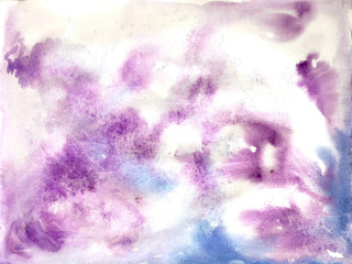 Watercolor wet blue and violet background