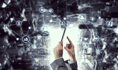 Social networking connection. Mixed media