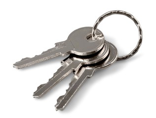 Close up of keys on white background