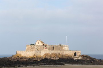 Fort National at low tide in Saint Malo, Brittany, France