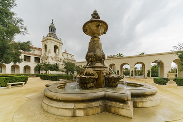 Fototapeta na wymiar Afternoon cloudy view of The beautiful Pasadena City Hall at Los Angeles, California