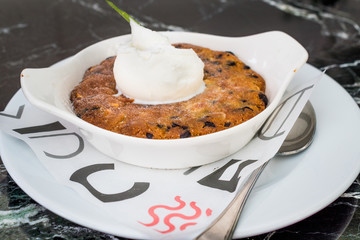 Skillet Cookie with ice cream Ready to Eat.