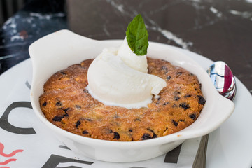 Skillet Cookie with ice cream Ready to Eat.