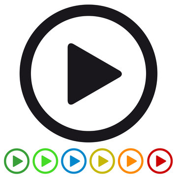 Video media play button flat icon for apps and websites