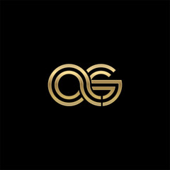 Initial lowercase letter as, linked outline rounded logo, elegant golden color on black background