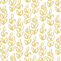 Fototapeta na wymiar Abstract seamless hand drawn pattern. Modern grunge texture with botanical motif. Wax crayon drawn background.
