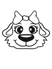 tiger gesicht kopf löwe bär weiblich mädchen girl hübsch schön schleife frau sitzen klein kind warten gehorsam lustig hund welpe süß niedlich haustier comic cartoon