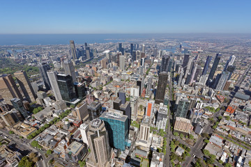 Aerial view of Melbourne CBD viewed from the north-east