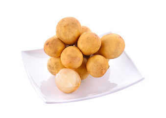 lansium, longkong tropical fruit isolated on white background