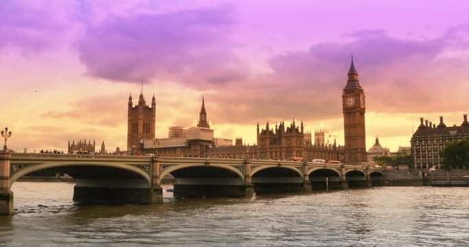 Westminster Bridge looking at Big ben and Parliament London United Kingdom 