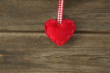 Handmade christmas decoration on wooden plank