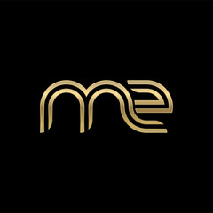 Initial lowercase letter mz, linked outline rounded logo, elegant golden color on black background