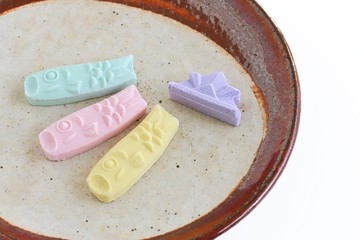 Traditional Japanese Sugary Candy for Children's Day on white background