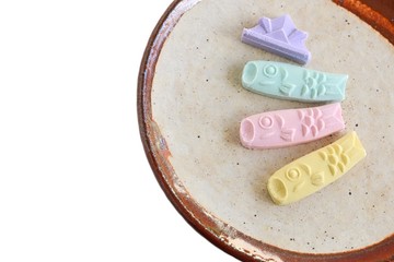 Traditional Japanese Sugary Candy for Children's Day on white background