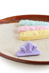 Traditional Japanese Sugary Candy for Children's Day on white background