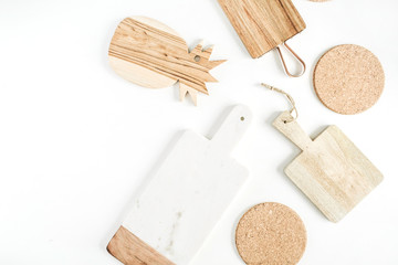 Cutting boards set. Flat lay, top view.