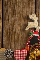 Christmas decorations on wooden table