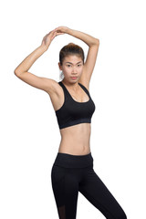 Fototapeta na wymiar Growth portrait of fitness woman in sportswear.