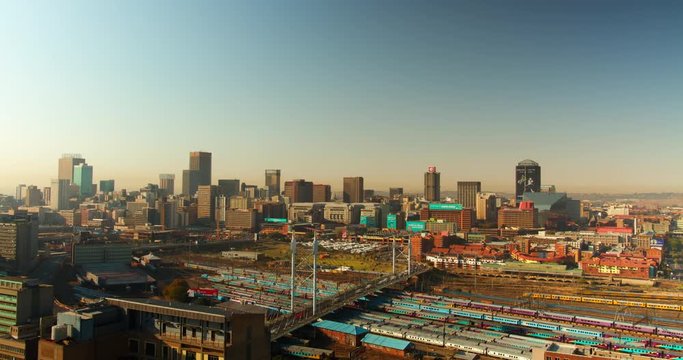 Timelapse of Johannesburg skyline, South Africa.
