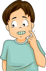 Obraz premium Shy Boy with Braces