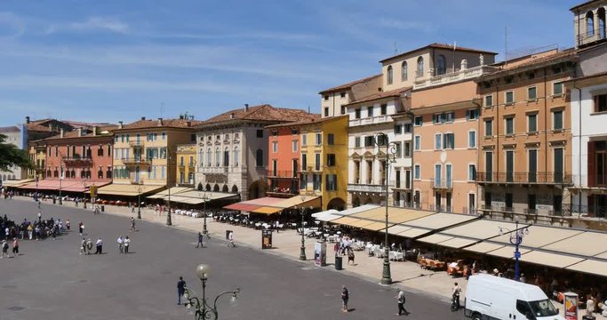 Piazza Bra Verona city on Adige river in Veneto, Italy 