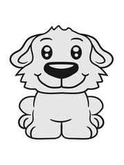 sitzen klein kind warten gehorsam lustig hund welpe süß niedlich haustier comic cartoon