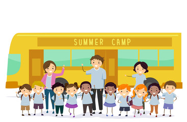 Stickman Kids Summer Camp Illustration