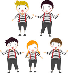 Stickman Kids Mime Poses Illustration