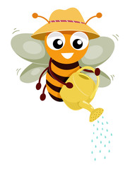 Bee Watering Illustration