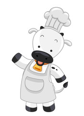 Cow Chef Present Illustration