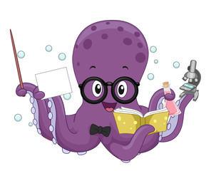 Octopus Science Teacher Illustration