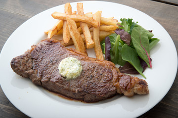 NY strip steak with garlic herb butter